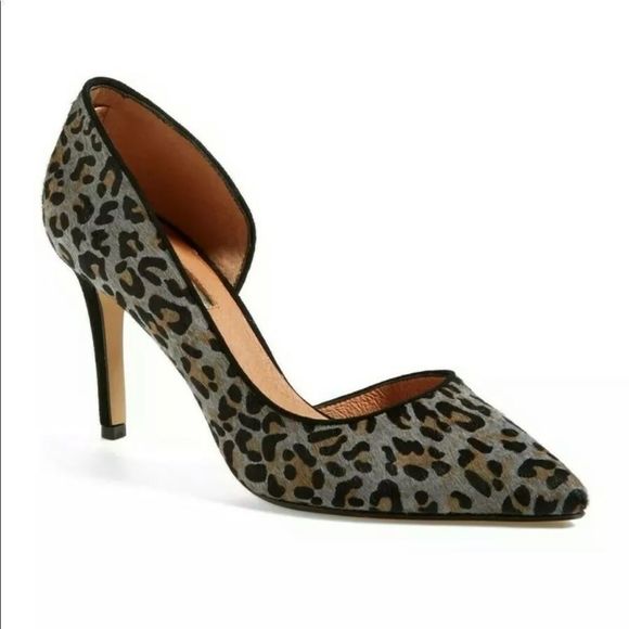 Halogen Leopard Print Heels Calf Hair Marlie D’Orsay Pumps - Picture 1 of 15